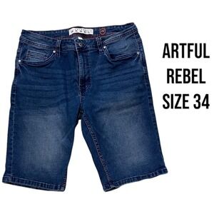 Artful Rebel Mens Denim Shorts Size 34 Blue Casual Five Pocket Jorts